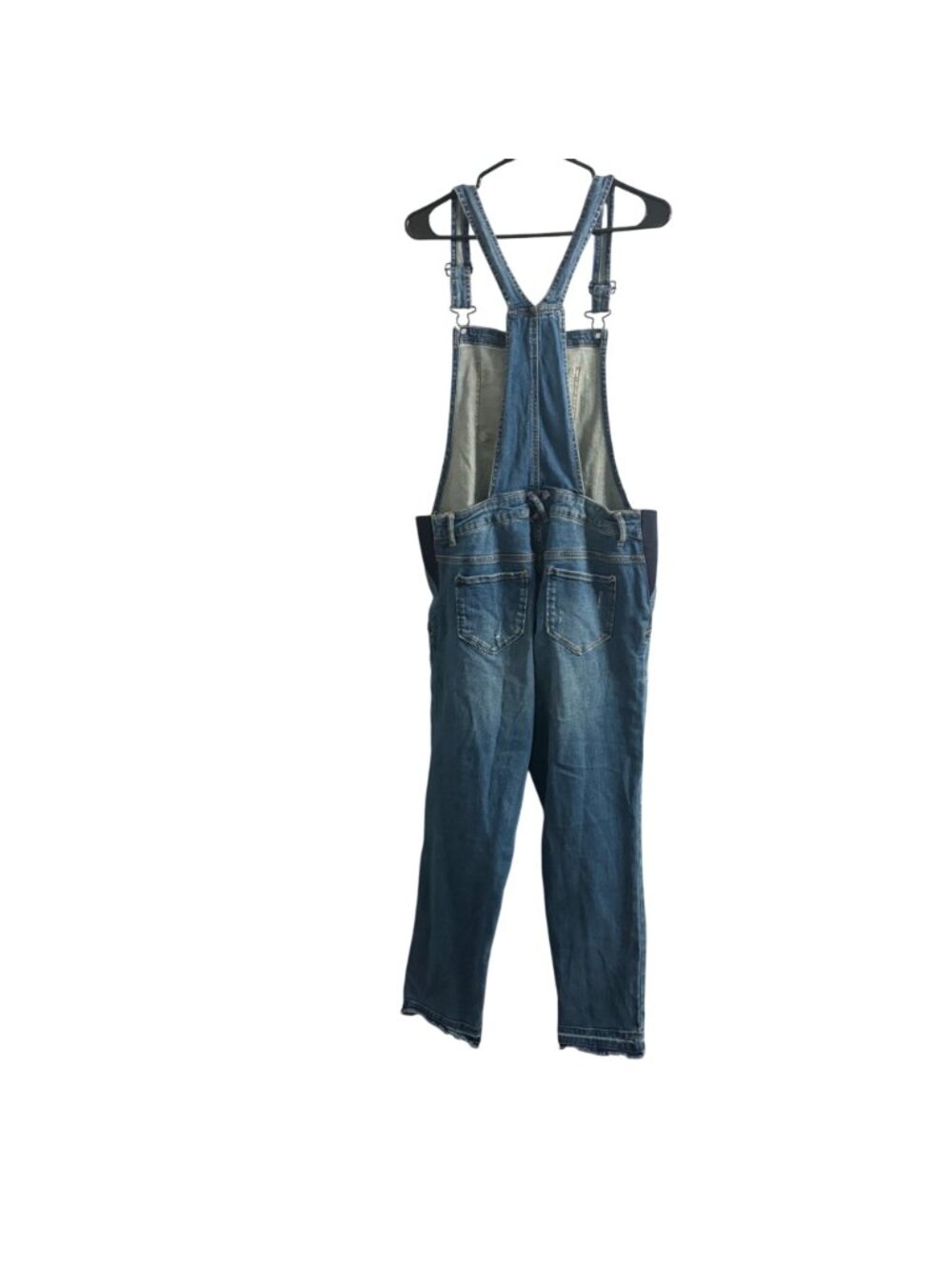 Indigo Blue 90's Style Distressed Navy Denim Y2K Dungarees Streetwear Overalls L - Picture 2 of 14